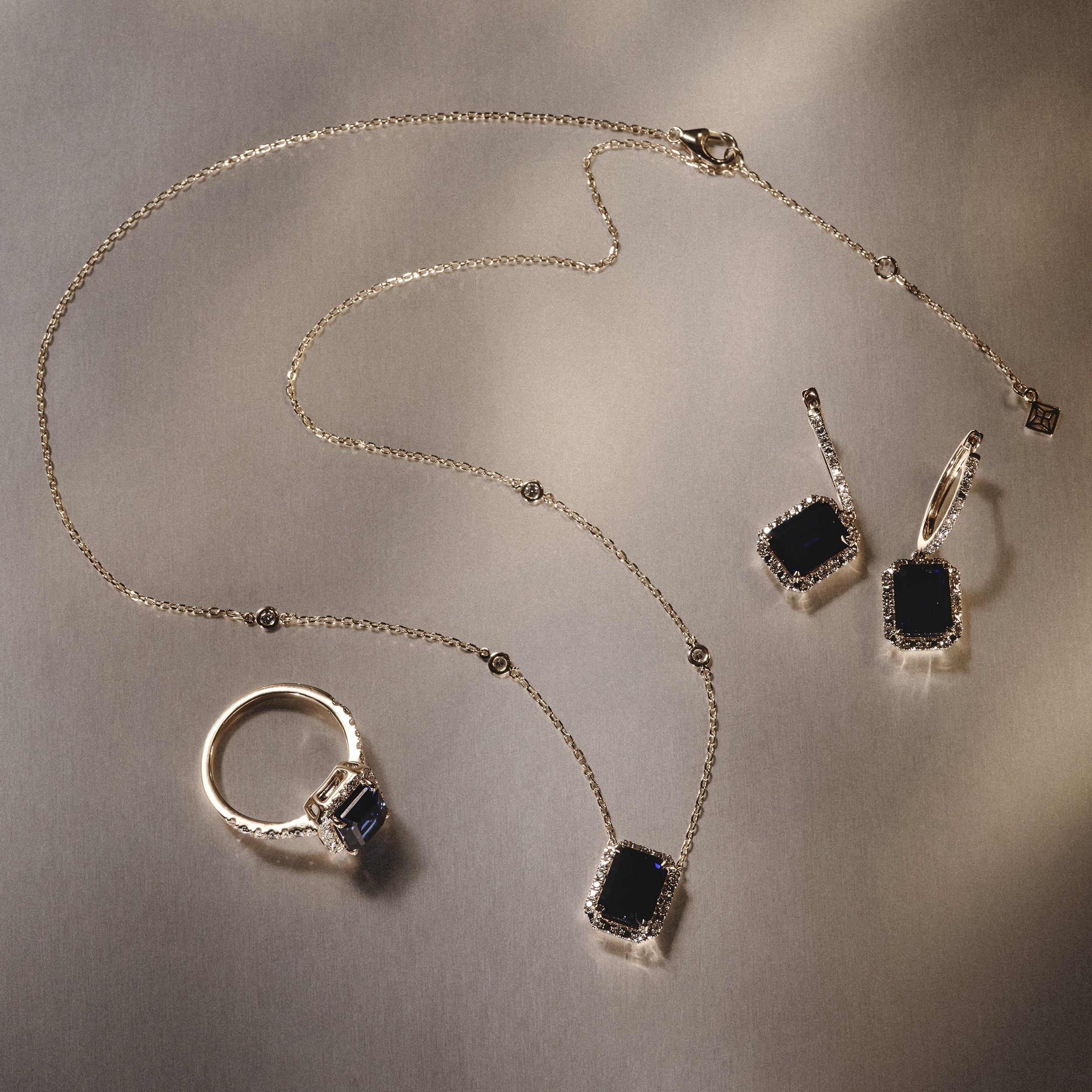 Astra 4.00ct Lab Sapphire and Diamond Drop Halo Octagon Cut Earrings in Silver
